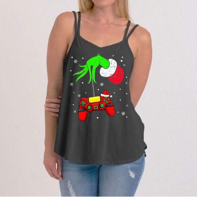 Christmas Video Game Controller Santa Hat Gamer Women's Strappy Tank