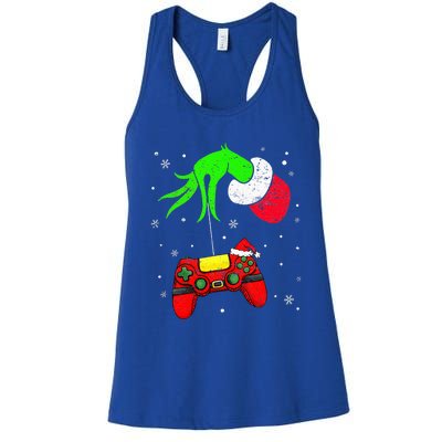 Christmas Video Game Controller Santa Hat Gamer Women's Racerback Tank