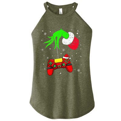 Christmas Video Game Controller Santa Hat Gamer Women's Perfect Tri Rocker Tank