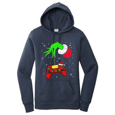 Christmas Video Game Controller Santa Hat Gamer Women's Pullover Hoodie