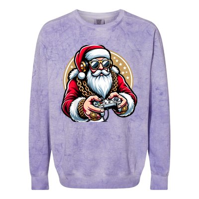 Christmas Video Game Santa Gamer Xmas Colorblast Crewneck Sweatshirt