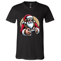 Christmas Video Game Santa Gamer Xmas V-Neck T-Shirt