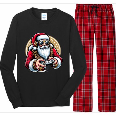 Christmas Video Game Santa Gamer Xmas Long Sleeve Pajama Set