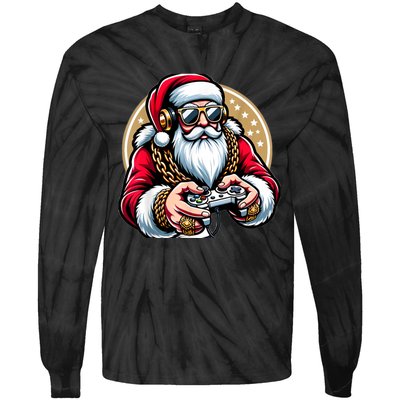 Christmas Video Game Santa Gamer Xmas Tie-Dye Long Sleeve Shirt