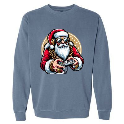 Christmas Video Game Santa Gamer Xmas Garment-Dyed Sweatshirt