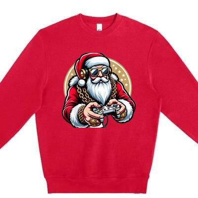 Christmas Video Game Santa Gamer Xmas Premium Crewneck Sweatshirt