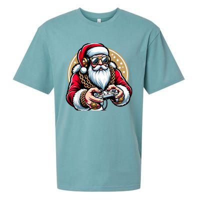 Christmas Video Game Santa Gamer Xmas Sueded Cloud Jersey T-Shirt