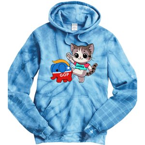 Cat Vs. Gop Elephant Kamala Harris Anti Trump Anti Maga Tie Dye Hoodie