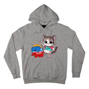 Cat Vs. Gop Elephant Kamala Harris Anti Trump Anti Maga Tall Hoodie