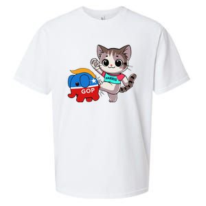 Cat Vs. Gop Elephant Kamala Harris Anti Trump Anti Maga Sueded Cloud Jersey T-Shirt