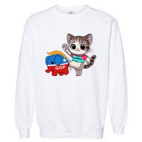 Cat Vs. Gop Elephant Kamala Harris Anti Trump Anti Maga Garment-Dyed Sweatshirt