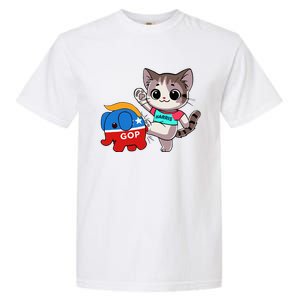 Cat Vs. Gop Elephant Kamala Harris Anti Trump Anti Maga Garment-Dyed Heavyweight T-Shirt