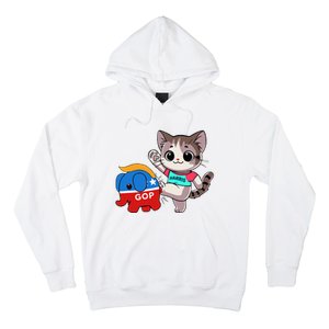 Cat Vs. Gop Elephant Kamala Harris Anti Trump Anti Maga Hoodie