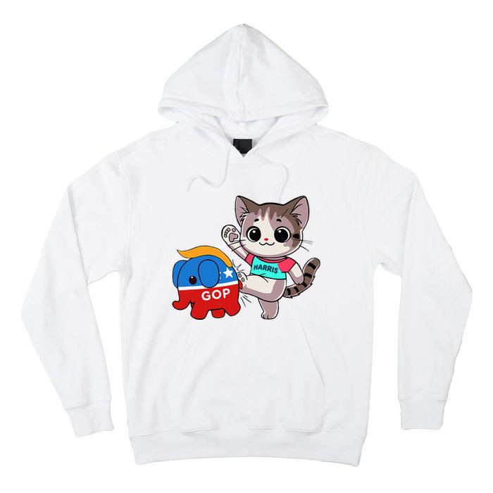 Cat Vs. Gop Elephant Kamala Harris Anti Trump Anti Maga Hoodie