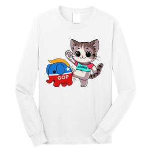 Cat Vs. Gop Elephant Kamala Harris Anti Trump Anti Maga Long Sleeve Shirt