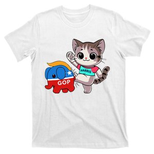 Cat Vs. Gop Elephant Kamala Harris Anti Trump Anti Maga T-Shirt