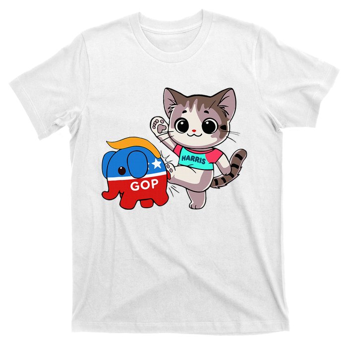 Cat Vs. Gop Elephant Kamala Harris Anti Trump Anti Maga T-Shirt