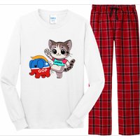 Cat Vs. Gop Elephant Kamala Harris Anti Trump Anti Maga Long Sleeve Pajama Set