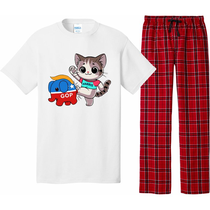 Cat Vs. Gop Elephant Kamala Harris Anti Trump Anti Maga Pajama Set