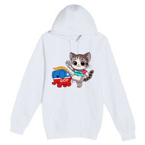 Cat Vs. Gop Elephant Kamala Harris Anti Trump Anti Maga Premium Pullover Hoodie