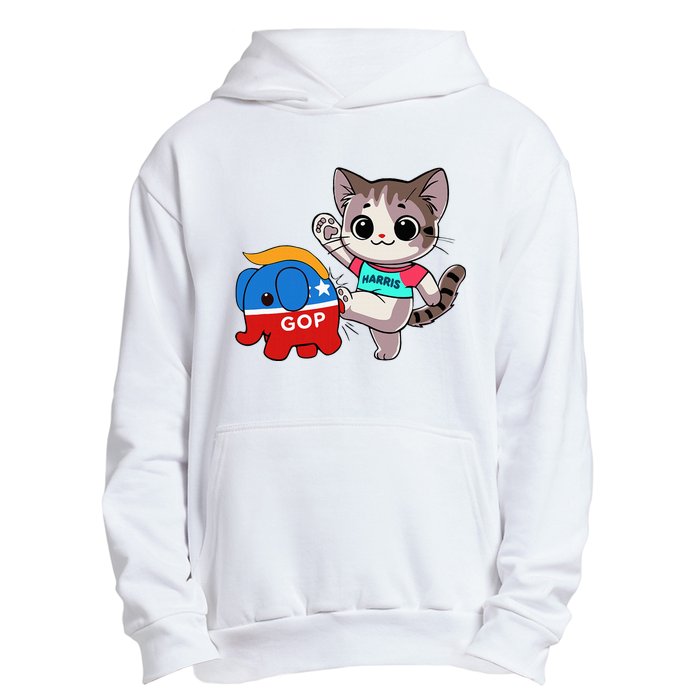 Cat Vs. Gop Elephant Kamala Harris Anti Trump Anti Maga Urban Pullover Hoodie