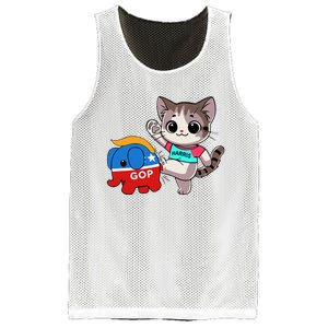 Cat Vs. Gop Elephant Kamala Harris Anti Trump Anti Maga Mesh Reversible Basketball Jersey Tank