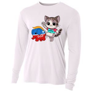 Cat Vs. Gop Elephant Kamala Harris Anti Trump Anti Maga Cooling Performance Long Sleeve Crew