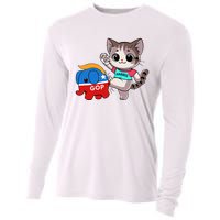 Cat Vs. Gop Elephant Kamala Harris Anti Trump Anti Maga Cooling Performance Long Sleeve Crew