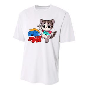 Cat Vs. Gop Elephant Kamala Harris Anti Trump Anti Maga Performance Sprint T-Shirt