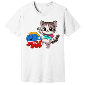 Cat Vs. Gop Elephant Kamala Harris Anti Trump Anti Maga Premium T-Shirt