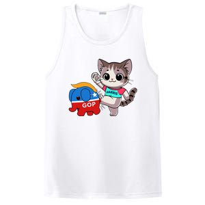 Cat Vs. Gop Elephant Kamala Harris Anti Trump Anti Maga PosiCharge Competitor Tank