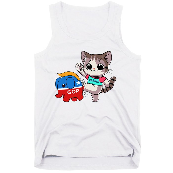 Cat Vs. Gop Elephant Kamala Harris Anti Trump Anti Maga Tank Top