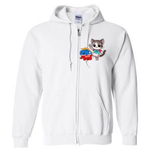 Cat Vs. Gop Elephant Kamala Harris Anti Trump Anti Maga Full Zip Hoodie