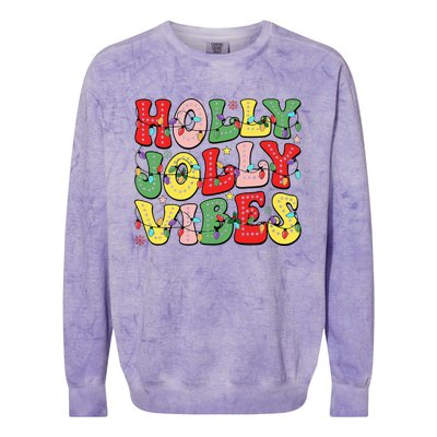 Christmas Vibes Holly Christmas Jolly Santa Winter Xmas 2024 Colorblast Crewneck Sweatshirt