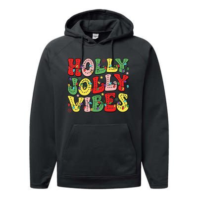 Christmas Vibes Holly Christmas Jolly Santa Winter Xmas 2024 Performance Fleece Hoodie