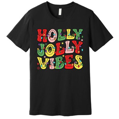 Christmas Vibes Holly Christmas Jolly Santa Winter Xmas 2024 Premium T-Shirt