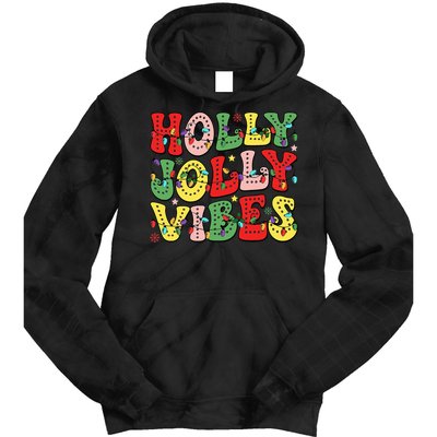 Christmas Vibes Holly Christmas Jolly Santa Winter Xmas 2024 Tie Dye Hoodie