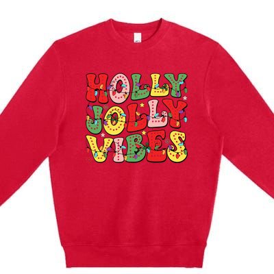 Christmas Vibes Holly Christmas Jolly Santa Winter Xmas 2024 Premium Crewneck Sweatshirt