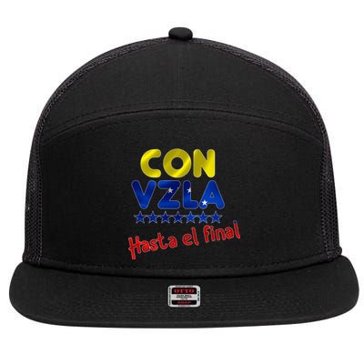 Con Venezuela Hasta El Final 7 Panel Mesh Trucker Snapback Hat