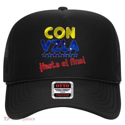 Con Venezuela Hasta El Final High Crown Mesh Back Trucker Hat
