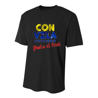Con Venezuela Hasta El Final Youth Performance Sprint T-Shirt