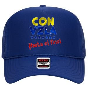 Con Venezuela Hasta El Final High Crown Mesh Back Trucker Hat