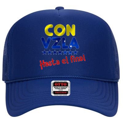 Con Venezuela Hasta El Final High Crown Mesh Back Trucker Hat