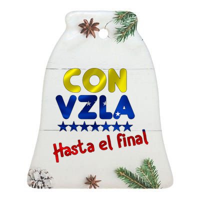 Con Venezuela Hasta El Final Ceramic Bell Ornament