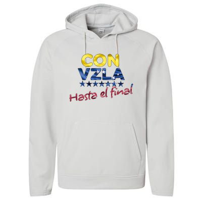 Con Venezuela Hasta El Final Maria Corina Machado Edmundo Performance Fleece Hoodie