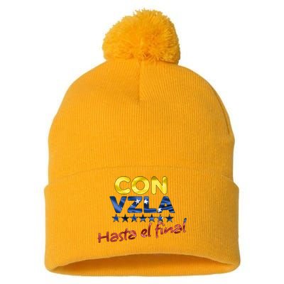 Con Venezuela Hasta El Final Maria Corina Machado Edmundo Pom Pom 12in Knit Beanie