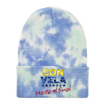 Con Venezuela Hasta El Final Maria Corina Machado Edmundo Tie Dye 12in Knit Beanie