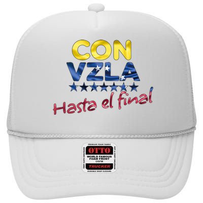 Con Venezuela Hasta El Final Maria Corina Machado Edmundo High Crown Mesh Back Trucker Hat