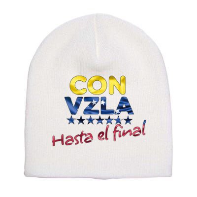 Con Venezuela Hasta El Final Maria Corina Machado Edmundo Short Acrylic Beanie