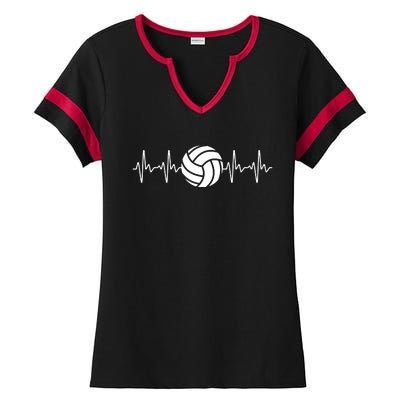 Cool Volleyball Heartbeat Design Volleyball Coach Ladies Halftime Notch Neck Tee